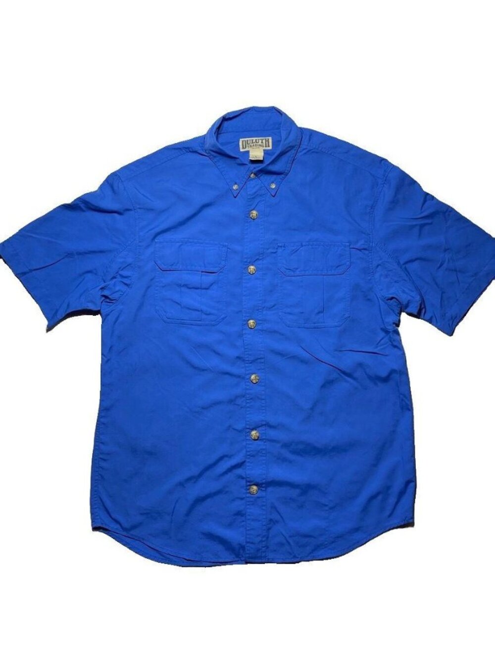 Duluth Trading Co. Mens Blue Short Sleeve Button-Up Shirt M 100% Nylon
